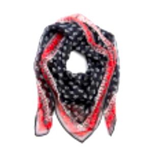 J.Jill black, red, white 100% silk square scarf NWT